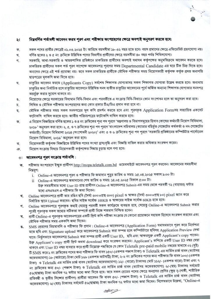 MOPA Job Circular 2025 | Govt Job Circular